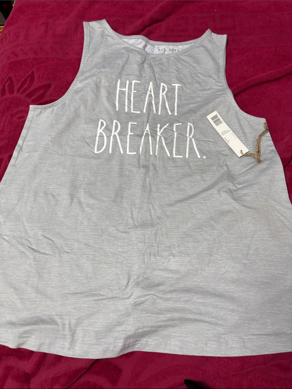 Rae Dunn Light Gray 'HEART BREAKER' Graphic Tank